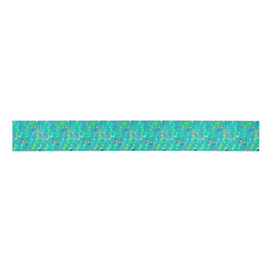 Ruban Gros-grain Copie de notes musicales - turquoise, multi (Devant)