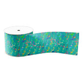 Ruban Gros-grain Copie de notes musicales - turquoise, multi (Bobine)