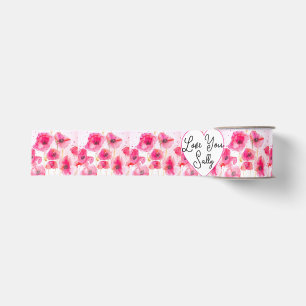 Ruban Gros-grain Coquelicot rouge poppies fleur floral aquarelle ép