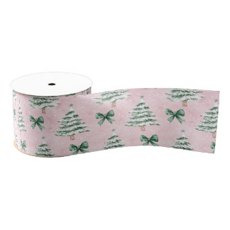 Ruban Gros-grain Coquette Pink Christmas Tree Grosgrain Ribbon