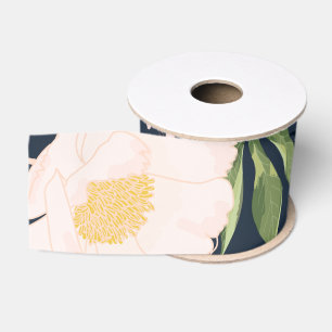 Ruban Gros-grain Cosmos rose pour bébé 3" Grosgrain sur blanc
