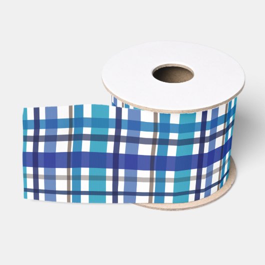 Ruban Gros-grain Couleurs de Noël bleu blanc (Bobine)