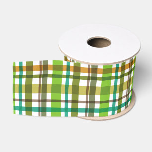 Ruban Gros-grain Couleurs de Noël Carreau Vert Blanc