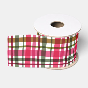 Ruban Gros-grain Couleurs de Noël Plaid Rouge Vert