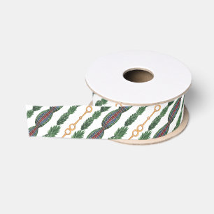 Ruban Gros-grain Couronne de Noël équestre à l'aquarelle