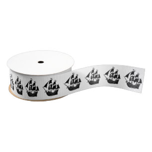 Ruban Gros-grain Crâne de navire pirate noir Croix DIY Couleurs Gro