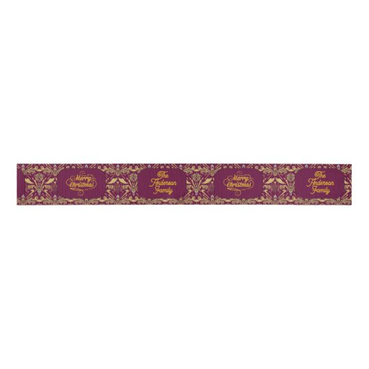 Ruban Gros-grain Custom Royal Burgundy & Gold Ornate Luxury (Devant)