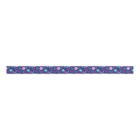 Ruban Gros-grain Cute floral pattern background (Devant)