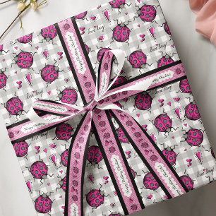 Ruban Gros-grain Cute n'Trendy 1,5in Hot rose Ladybugs Coeurs rose