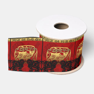 Ruban Gros-grain Cute Ox Chinois Année 2021 Zodiac Anniversaire Gra