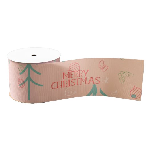 Ruban Gros-grain Cute Pink Christmas (Bobine)