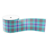 Ruban Gros-grain Cyan mauve tartan (Bobine)
