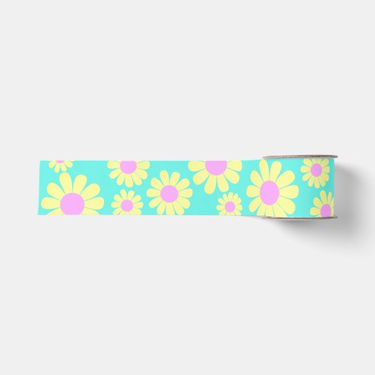 Ruban Gros-grain Daisy Jaune Turquoise (Devant)