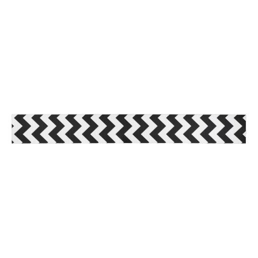 Ruban Gros-grain Design classique Chevron noir et blanc (Devant)