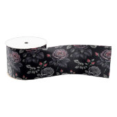 Ruban Gros-grain Design d'art floral Rose sombre (Bobine)