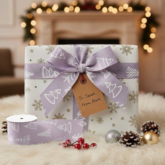 Ruban Gros-grain Doodle Christmas Fir-tree Spruce Gift Wrapping 