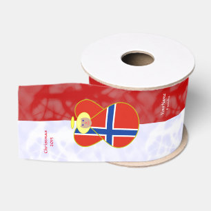 Ruban Gros-grain Drapeau ange de Norvège personnalisé Blond Rouge B