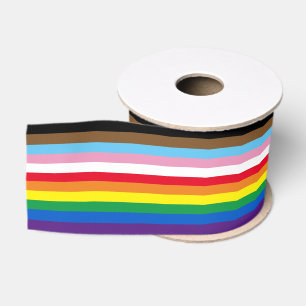 Ruban Gros-grain Drapeau arc-en-ciel LGBTQ 11 bandes inclusives de