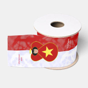 Ruban Gros-grain Drapeau d'ange vietnamien personnalisé rouge et bl