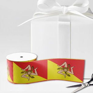 Ruban Gros-grain Drapeau de la Sicile Trinacria jaune et rouge