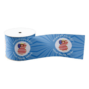 Ruban Gros-grain Drapeau personnalisé de Hanukkah USA Angel Red Hai