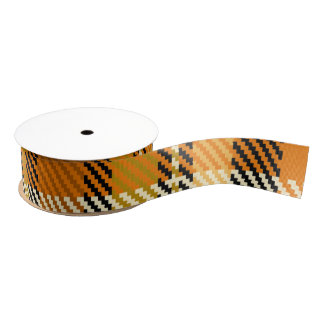 Ruban Gros-grain Earthtone Plaid Grosgrain Ribbon