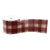 Ruban Gros-grain Elegant Burgundy Ivory Rust Red Plaid Pattern (Bobine)