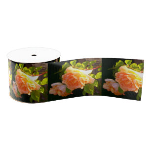 Ruban Gros-grain Elégant classique pêche orange rose floral