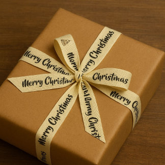 Ruban Gros-grain Elegant Merry Christmas Ribbon Roll with Christmas