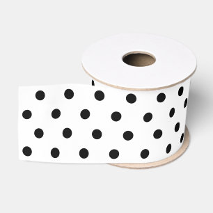 Ruban Gros-grain Élégant Pois moderne noir et blanc Motif