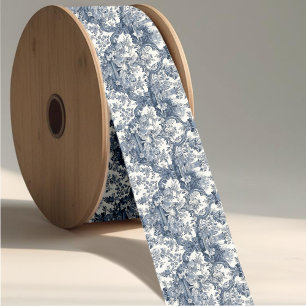 Ruban Gros-grain Elégant vintage Bleu toile de jouy