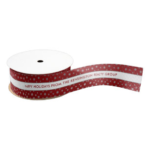 Ruban Gros-grain Élégante Motif de Flamme de neige rouge hiver en a