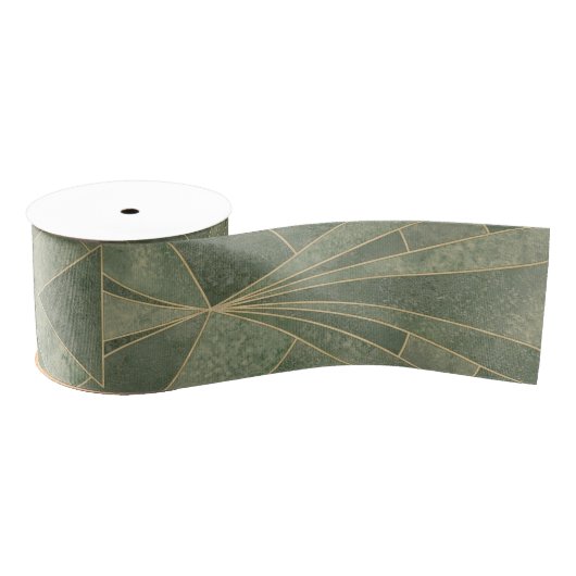 Ruban Gros-grain Emerald Green et Gold Art déco Motif (Bobine)