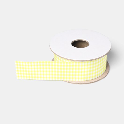 Ruban Gros-grain En vichy jaune (Bobine)
