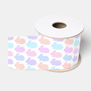 Ruban Gros-grain en vichy Motif Bunny de Pâques