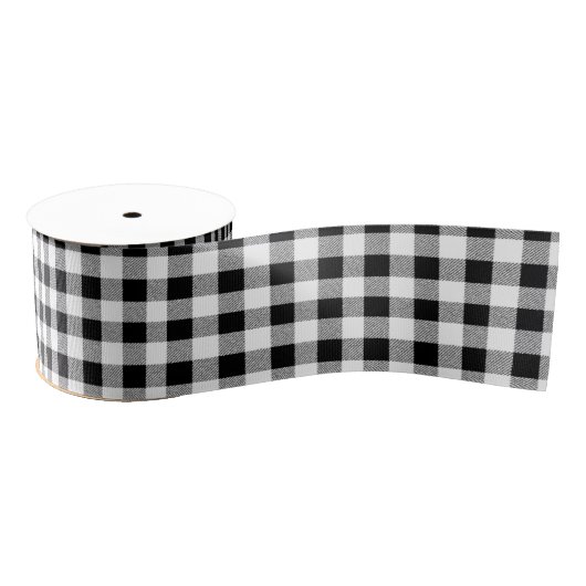 Ruban Gros-grain en vichy vérifier le motif noir et blanc (Bobine)