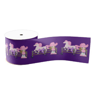 Ruban Gros-grain Enfant occidental de cow-girl avec le cheval et la