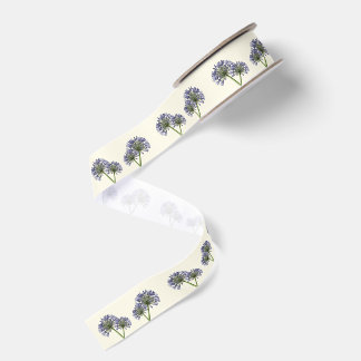 Ruban Gros-grain Faveur de mariage florale Agapanthus bleu
