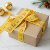 Ruban Gros-grain Festive Merry and Bright Stripe on Old Gold