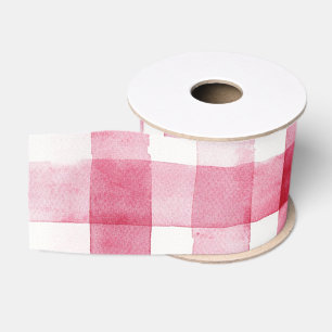 Ruban Gros-grain Fille Pink White Carreaux Rayures Enterrement de V