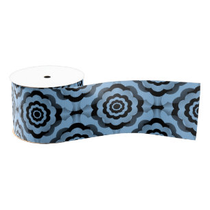 Ruban Gros-grain Fleur noire bleue Motif sans couture