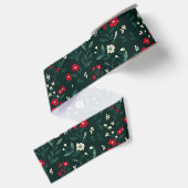 Ruban Gros-grain Fleurs de Noël vertes rouges et blanches (Dos)