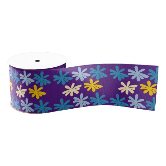 Ruban Gros-grain Fleurs hippies (Bobine)