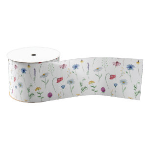 Ruban Gros-grain Fleurs Sauvages Élégantes