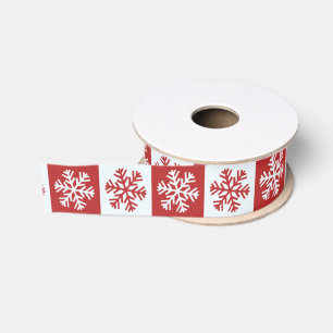 Ruban Gros-grain Flocons de neige blancs et rouges