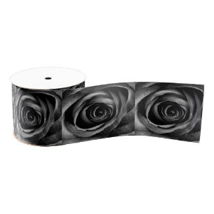 Ruban Gros-grain Floral Rose noir Vintage décoratif