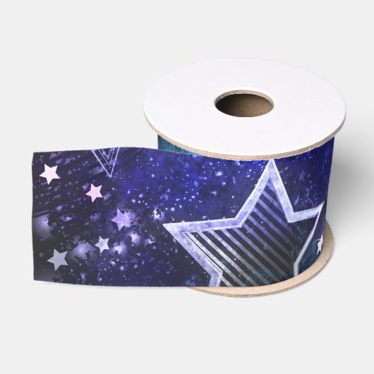 Ruban Gros-grain Fond spatial avec étoiles (Bobine)
