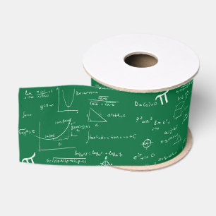 Ruban Gros-grain Formules et équations de mathématiques en vert et