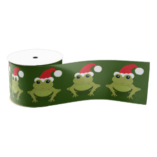 Ruban Gros-grain Frog Père Noël Green Christmas