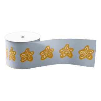 Ruban Gros-grain Frosted Blue Princess Golden Flowers Birthday